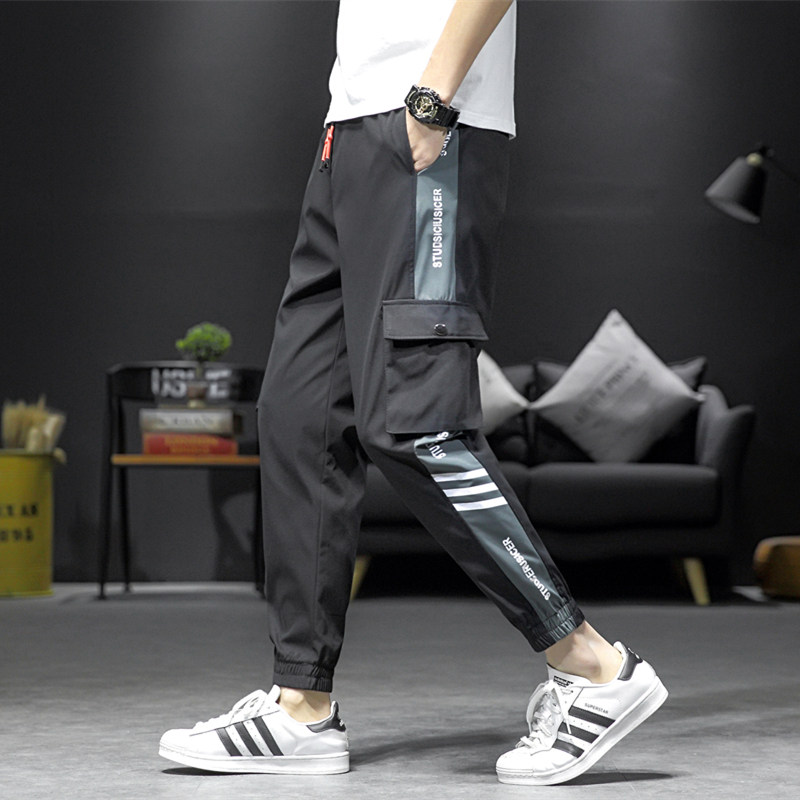 工装裤男士春款韩版潮流宽松九分裤 wze休闲裤