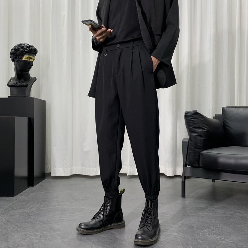 韩版男士靴裤秋季西裤潮牌宽松束脚配马丁靴的裤子九分哈伦休闲裤,淘宝优惠券,粉丝福利购,淘宝优惠卷