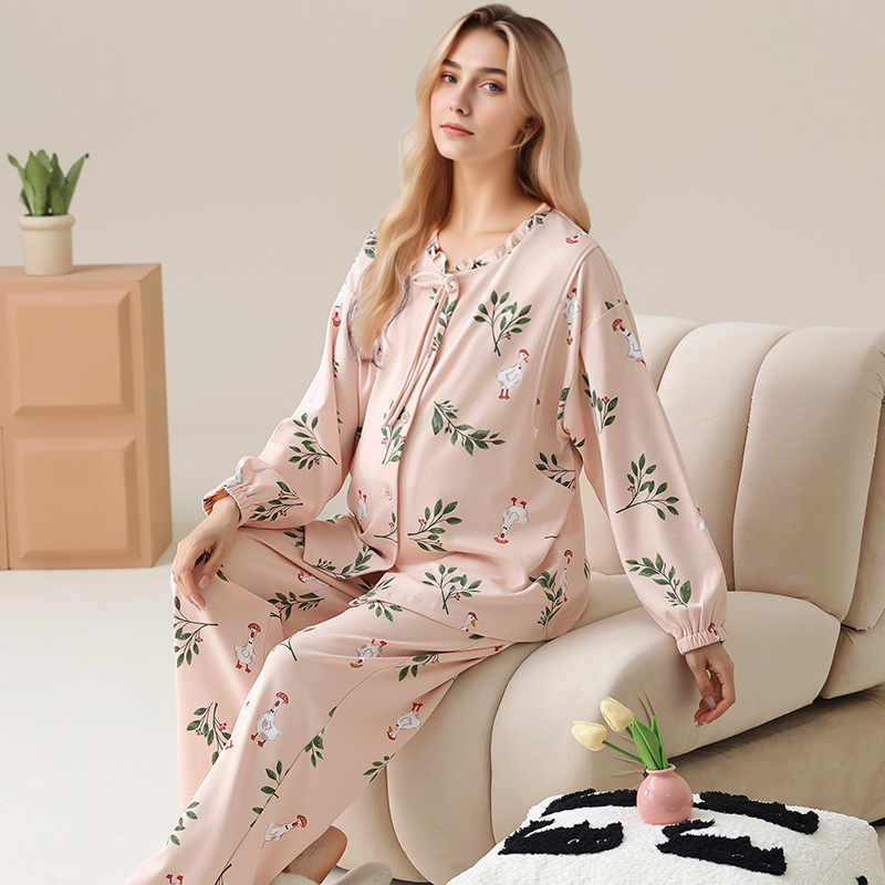 ROVO秋冬月子服10月睡衣女长袖哺乳家居服产妇产后待产服孕妇