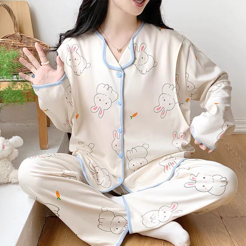 ROVO月子服孕妇睡衣春夏款吸汗哺乳睡衣产妇家居服产妇产后待产服