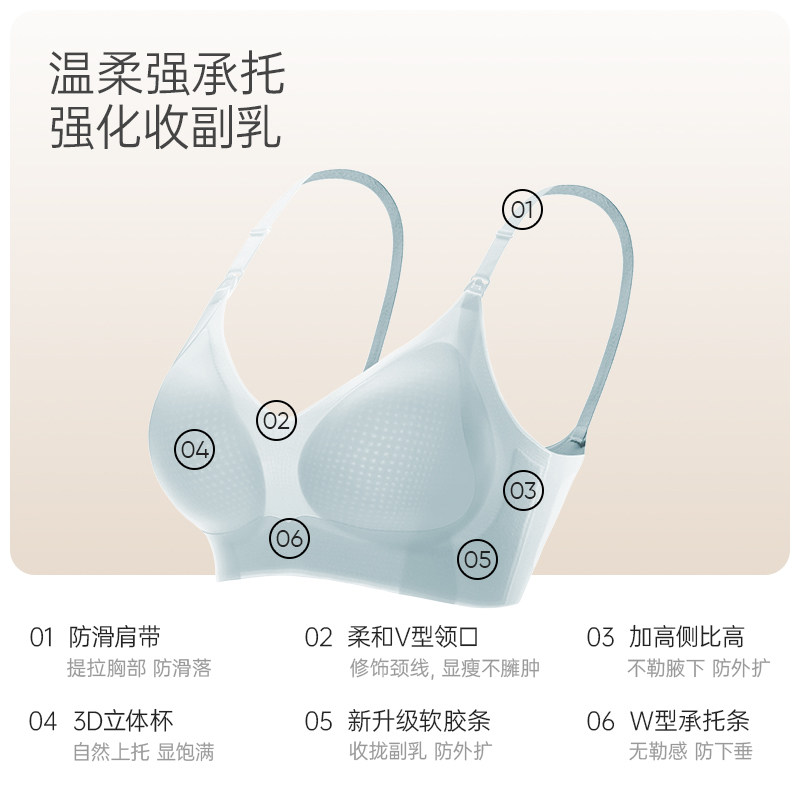 ROVO10A抗菌薄款透气无痕哺乳内衣上托防下垂聚拢收副乳孕妇文胸