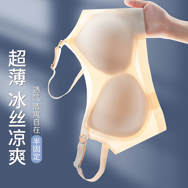 ROVO哺乳内衣厦季女士透气聚拢防下垂孕期用夏季薄款产后喂奶文胸-图0