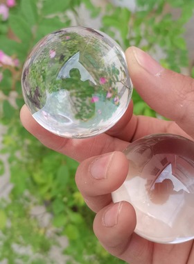 纯透明圆球小摆件实心光滑玻璃光球摄影拍照用品家居装饰白水晶球