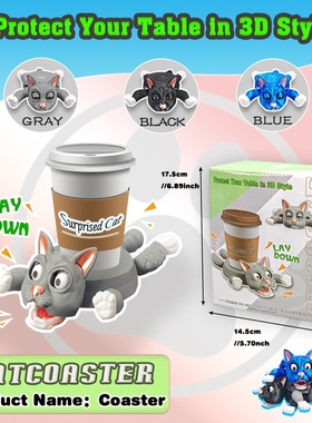 3d打印猫咪杯垫新款搞笑按压瞪眼创意萌爪设计个性摆件生日礼物