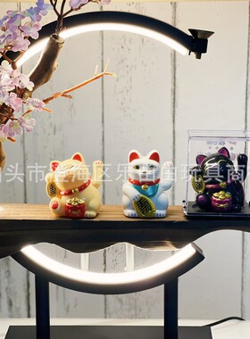 车载太阳能摆手招财猫收银台家居摆件