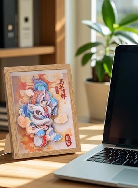 新款3d立体相框画创意国潮装饰画中国风剪纸桌面装饰摆件新年摆件