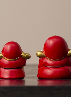 国潮喜庆财神爷发财摆件感小众桌面茶桌装饰工艺品生日礼物