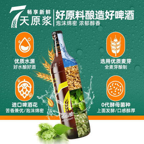 泰山原浆啤酒7天新鲜原浆8°P啤酒整箱七天原浆精酿720ml*6瓶 - 图1