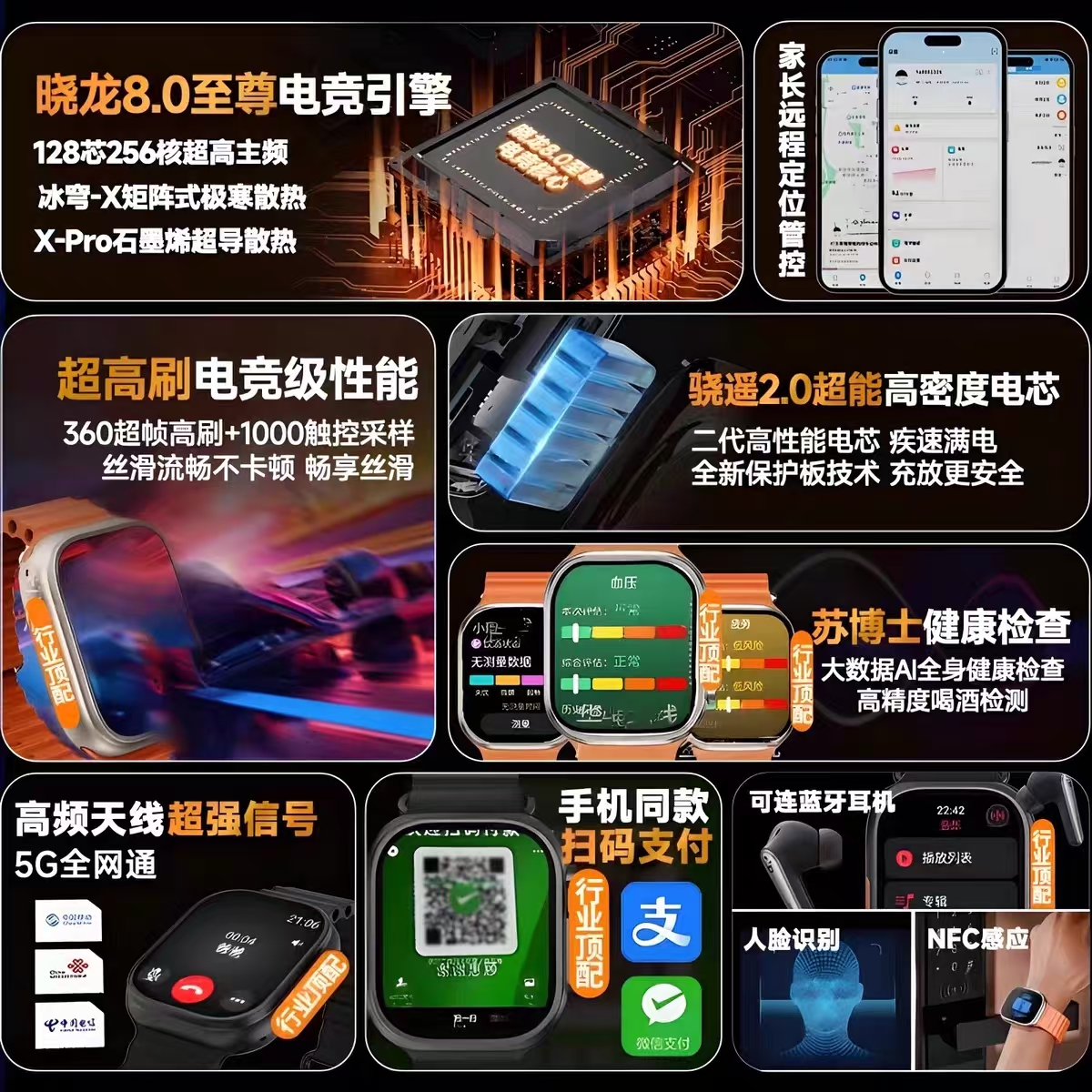 华强北s10手表可插卡ultra6代新款watch顶配电话智能手表儿童成人 - 图1