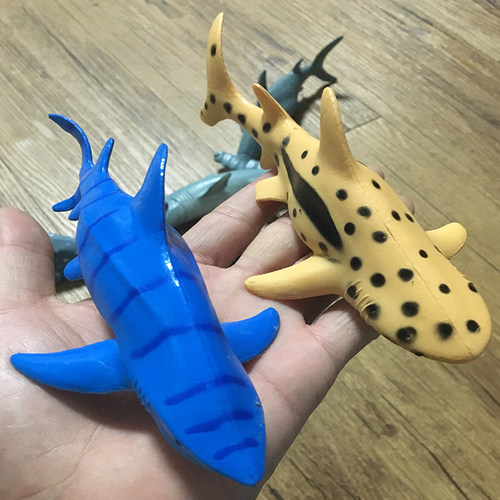 软胶仿真海洋生物动物模型玩具大白鲨鱼虎鲸巨齿鲨鲸鲨旋齿鲨套装 - 图0