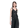 Ring-embellished pleated romantic long dress