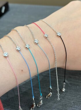 Redline小红绳10分圆钻半绳半链手链男女同款巴黎萌猫正品代购