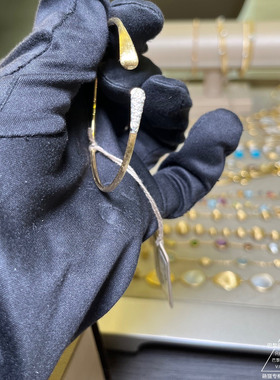 Marco Bicego Lucia带钻18K黄金开口手镯巴黎萌猫正品代购
