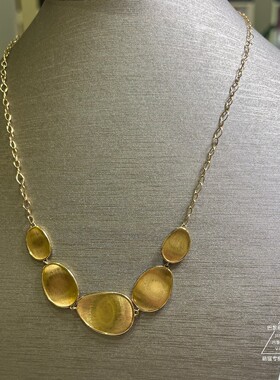 Marco Bicego Lunaria18K金拉丝金叶子项链 巴黎萌猫正品代购