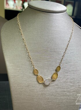 Marco Bicego Lunaria钻石金叶子18K黄金项链 巴黎萌猫正品代购