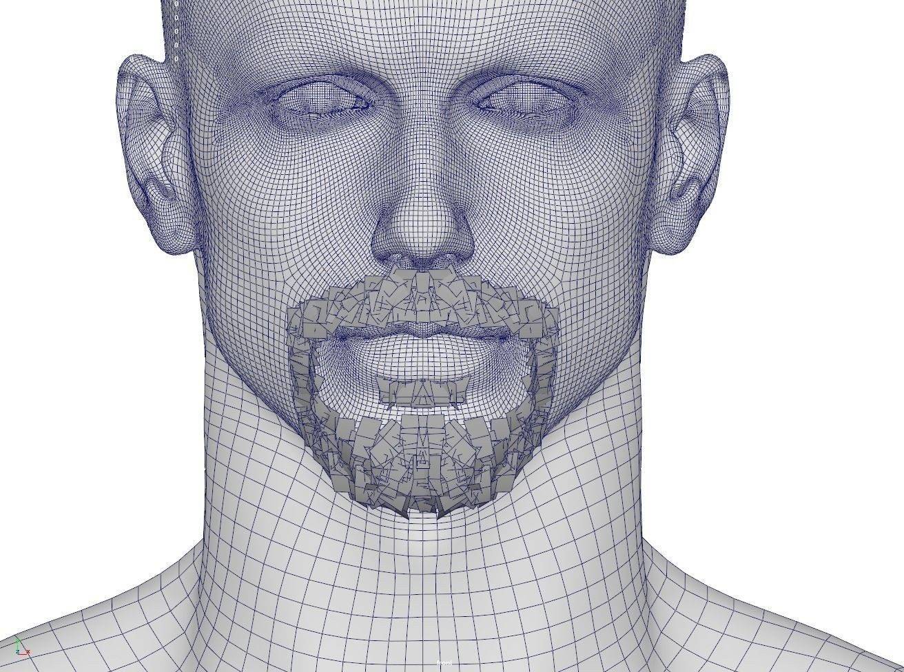 胡子zbrush络腮胡obj发卡fbx毛发贴图逼真八猴胡须UE低模3D模型 - 图1