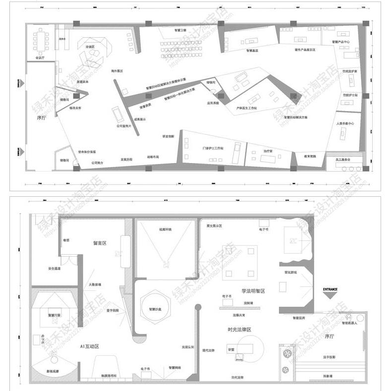 文化展厅展馆室内平面布局企业科技展览馆方案设计CAD平面布置图 - 图1