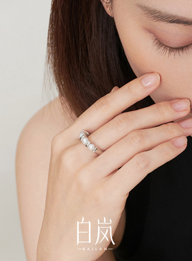 白岚淡水珍珠间珠戒指女百搭纯银