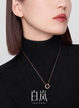 白岚圆初项链女925银新款锁骨链