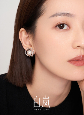 白岚绕圈珍珠耳夹女925银轻奢耳环耳饰高级百搭简约首饰ED4006