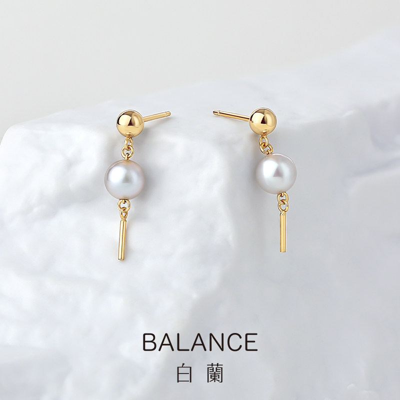 bn白兰小灯笼akoya海水珍珠感耳钉 bn耳钉