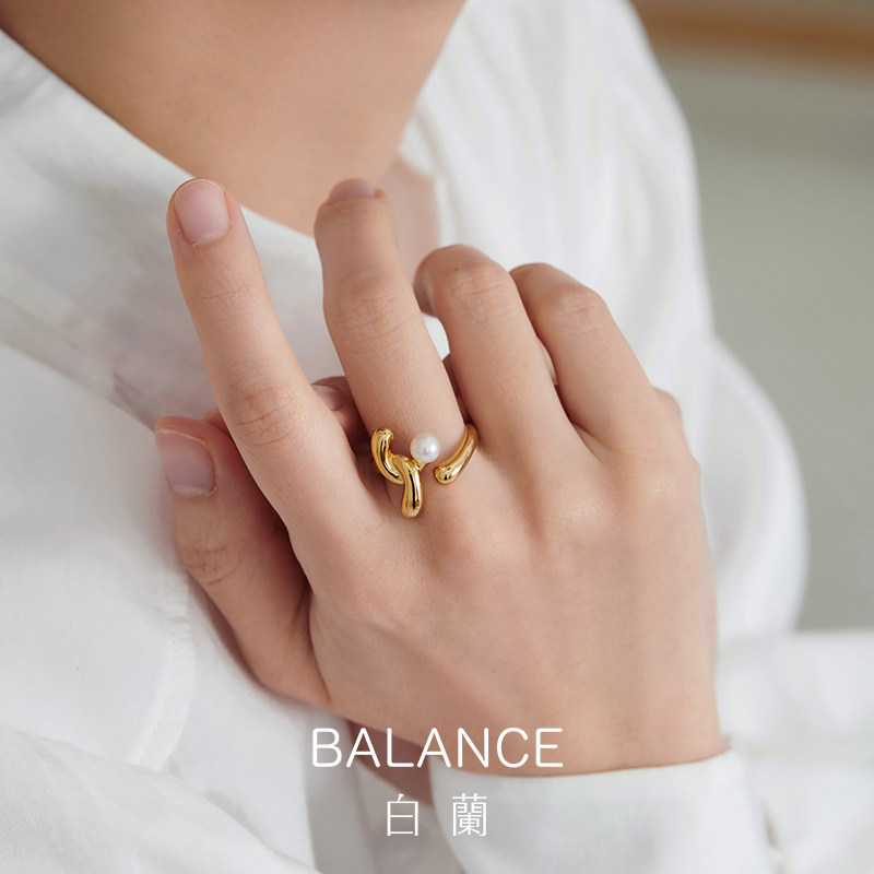 白兰天然淡水珍珠女小众素圈戒指 bn戒指/指环