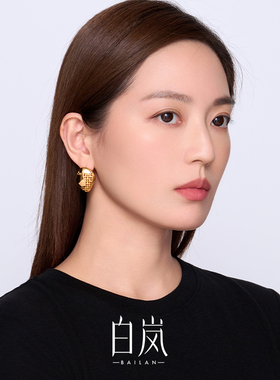 白岚竹厝耳钉925银耳环耳饰女高级气质简约精致饰品首饰ED4641