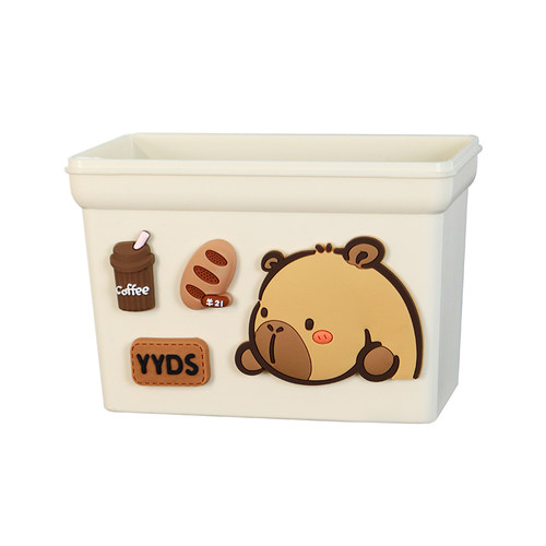 可爱卡通水豚收纳盒冰箱贴磁吸挂钩开瓶器洞洞板入户门收纳装饰贴 - 图3