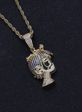 欧美嘻哈饰品卡通人物吊坠锆石