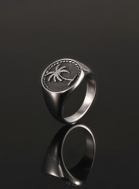 银戒指复古S925银椰树戒指