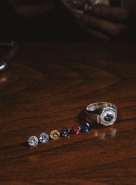 戒指新品彩宝厚重霸气情侣款定制