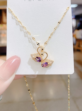 天鹅小众设计感18k金配饰锁骨链