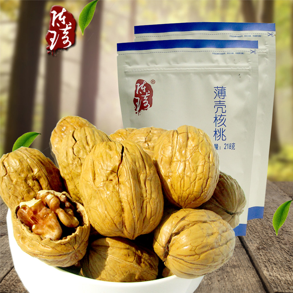 陈琦薄壳436g手剥大核桃休闲炒货 陈琦纸皮/薄皮核桃