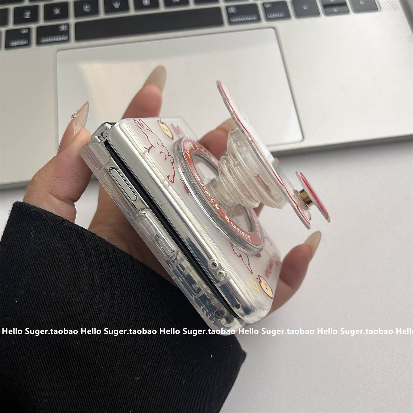 可爱卡通红色线条苹果转转兔子磁吸支架适用华为PuraX典藏版手机壳purax折叠屏保护套pocket2新款个性小众女 - 图3