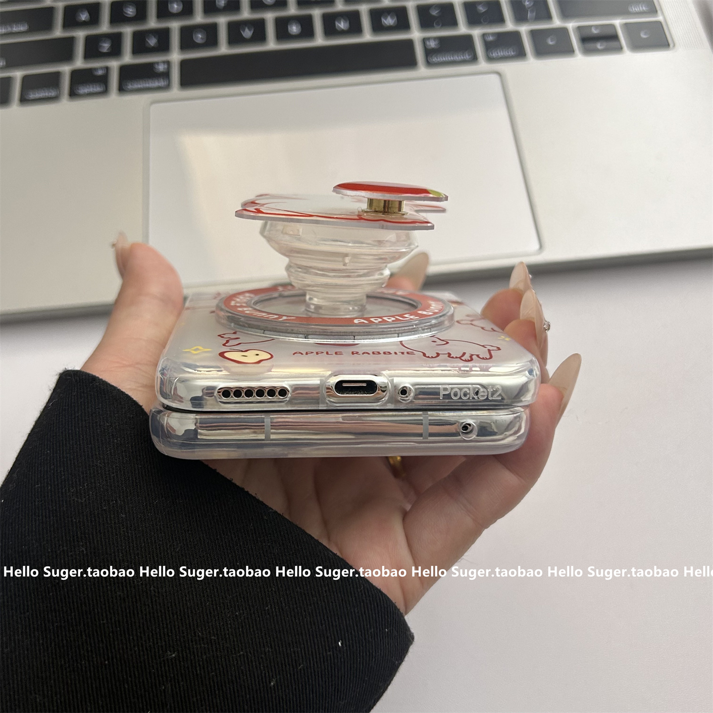 可爱卡通红色线条苹果转转兔子磁吸支架适用华为PuraX典藏版手机壳purax折叠屏保护套pocket2新款个性小众女 - 图2