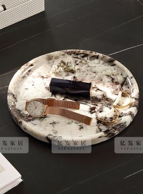 进口纯天然大理石酒店装饰摆件盘