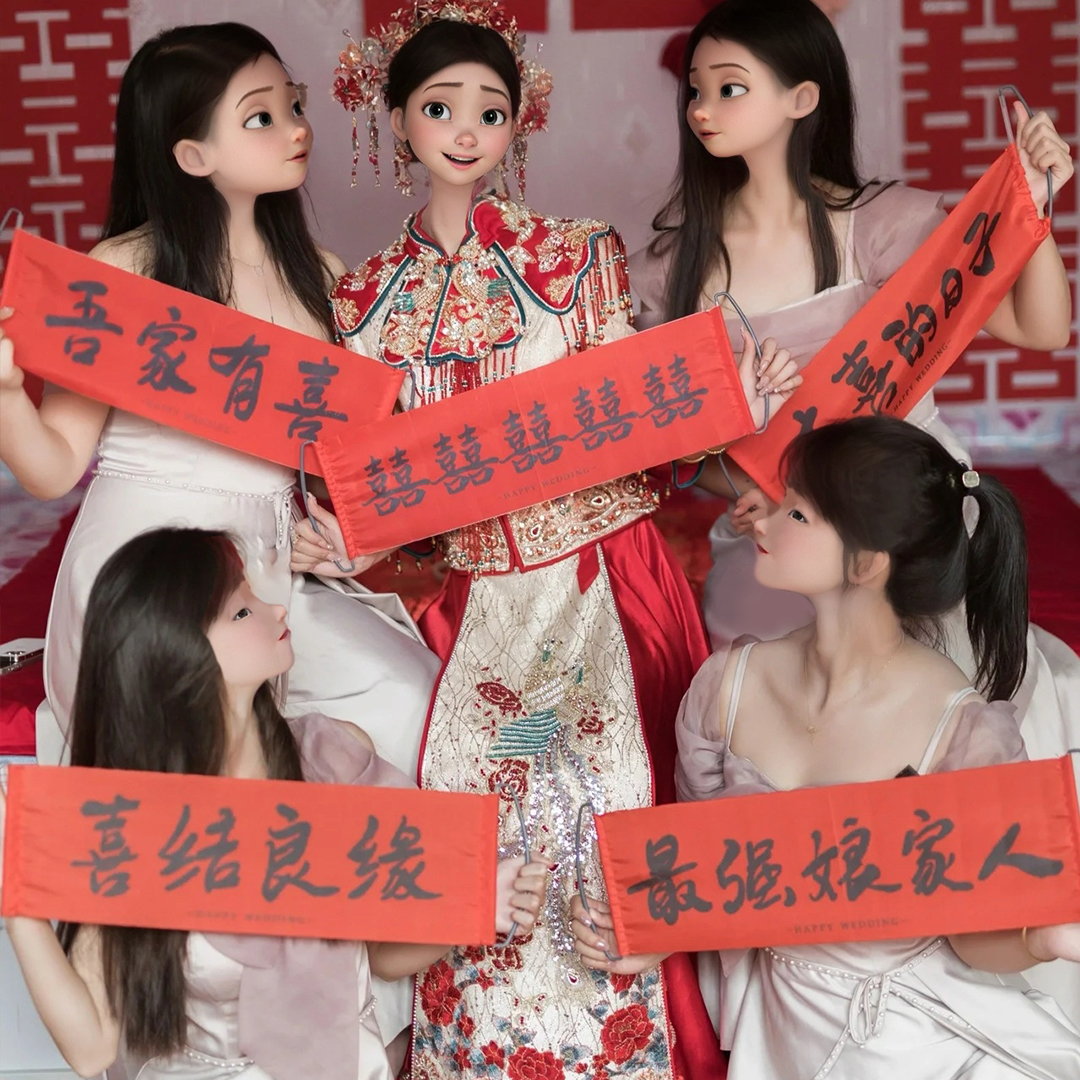 薇妮婚品结婚拍照道具女方手持横幅最强娘家人婚礼拍摄神器氛围感 - 图1