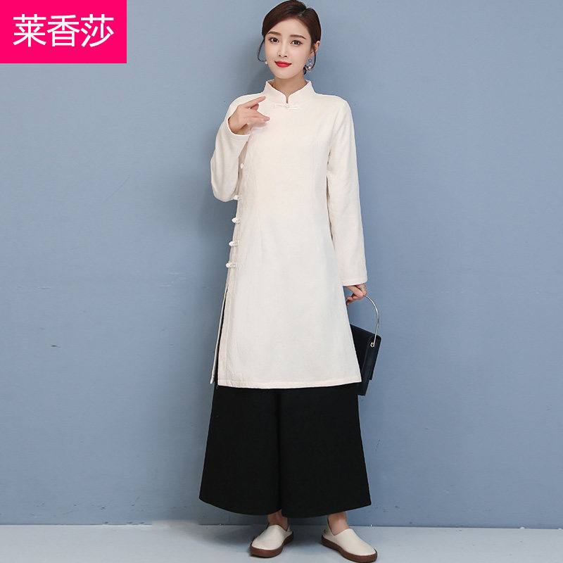 加绒加厚居士服中国风禅意禅修服 莱香莎上衣