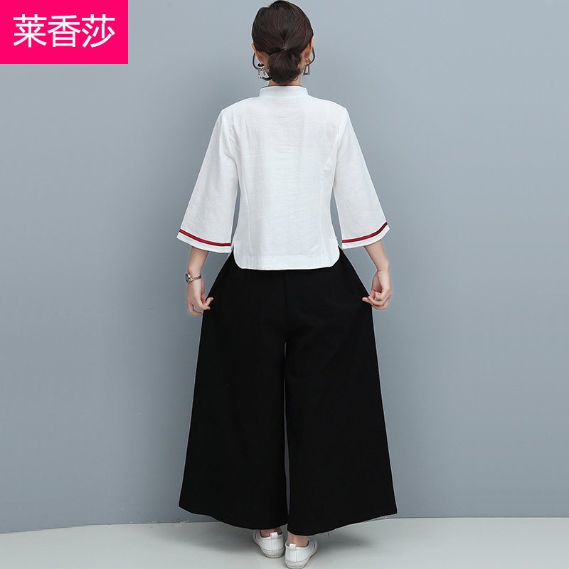 中式唐装禅修居士服中国风瑜伽服 莱香莎上衣