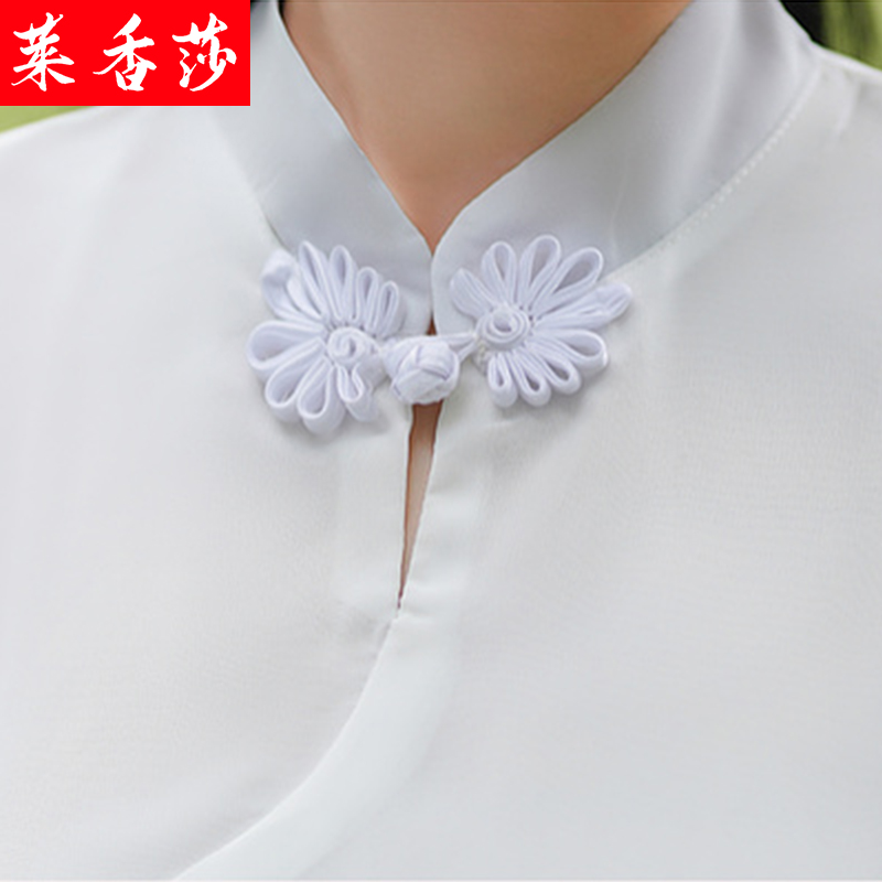 中国风改良旗袍茶艺师日常汉服年轻雪纺连衣裙女夏古风采耳工作服 - 图3