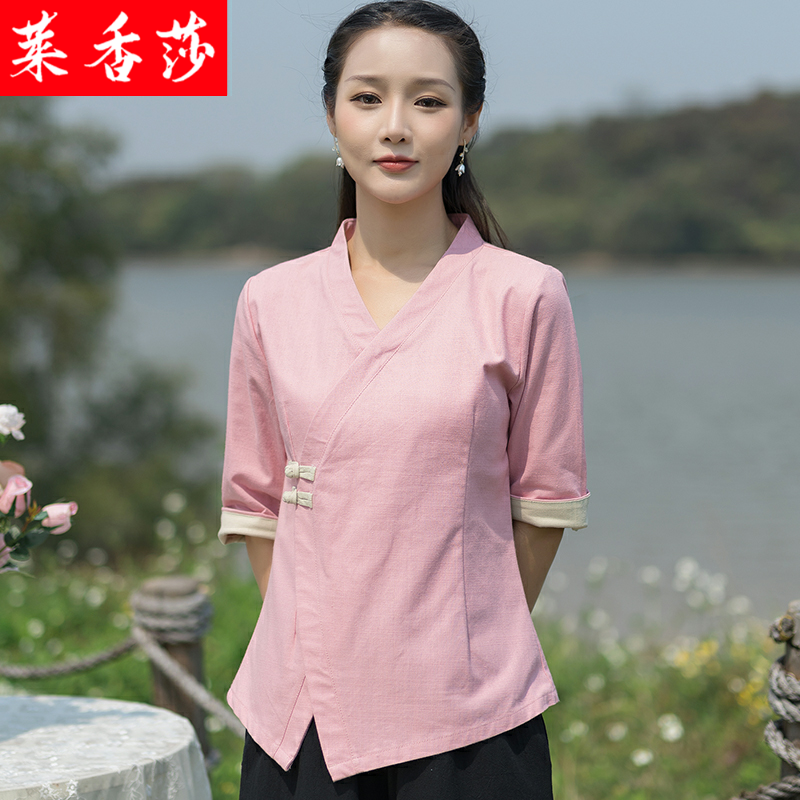 中国风禅意女装棉麻茶服禅修汉服 莱香莎上衣