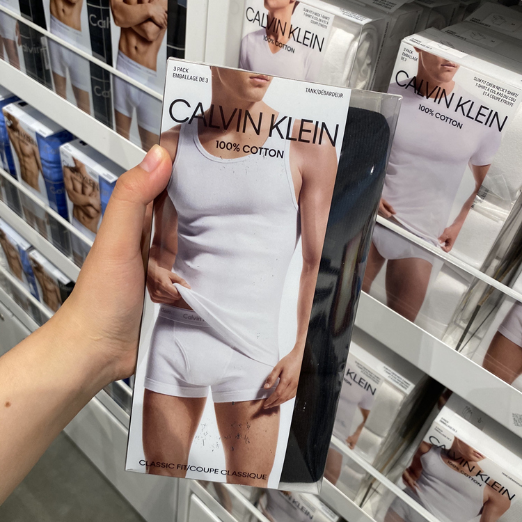 Calvin Klein/CK 男士休闲纯棉纯色打底衫短袖背心T恤 1盒/3件装 - 图1