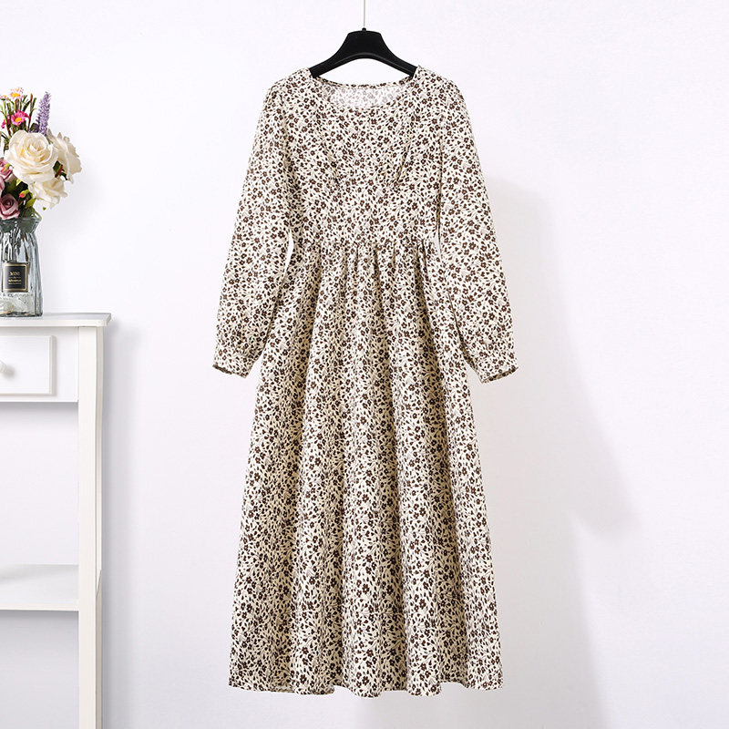 早春打底灯芯绒碎花2022春秋连衣裙 盟蔻连衣裙