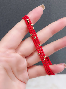 小金珠皮筋多层红色打底简约发饰