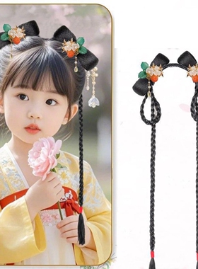 儿童汉服假发包盘发古装一体式发箍古风假发女童造型发饰发髻头饰