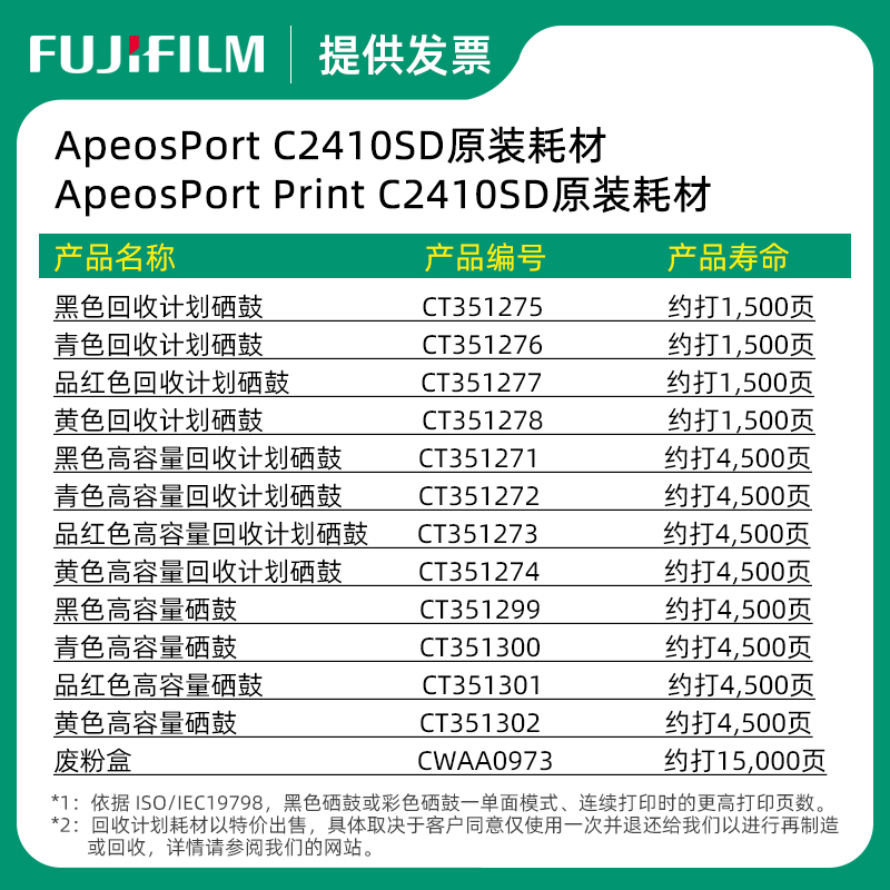 原装富士施乐胶片ApeosPort C2410SD硒鼓ApeosPort Print C2410SD硒鼓粉盒ct351275碳粉盒感光鼓-图3