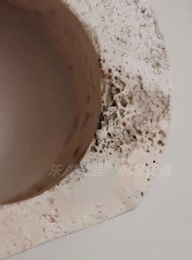 法式侘寂天然洞石烛台摆件
