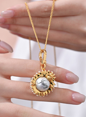 juicy字母珍珠刺猬吊坠项链礼物