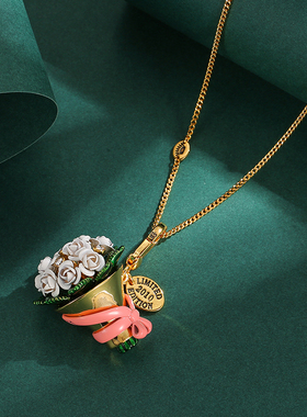时尚白色玫瑰花束吊坠
