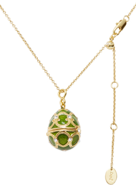 珐琅釉多色三叶草彩蛋毛衣项链